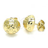 Oro Laminado Stud Earring, Gold Filled Style Diamond Cutting Finish, Golden Finish, 02.100.0123