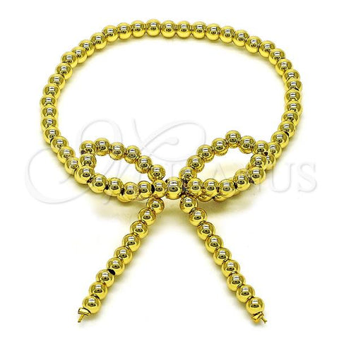 Oro Laminado Fancy Bracelet, Gold Filled Style Bow and Expandable Bead Design, Polished, Golden Finish, 03.341.0220.2.07
