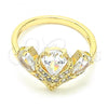 Oro Laminado Multi Stone Ring, Gold Filled Style Teardrop Design, with White Cubic Zirconia, Polished, Golden Finish, 01.221.0007.08 (Size 8)