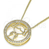 Oro Laminado Pendant Necklace, Gold Filled Style Little Girl Design, with White Micro Pave, Polished, Golden Finish, 04.156.0262.20