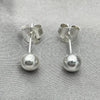 Sterling Silver Stud Earring, Ball Design, Polished, Silver Finish, 02.401.0055.05