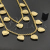 Oro Laminado Necklace and Bracelet, Gold Filled Style Heart Design, Golden Finish, 06.63.0153