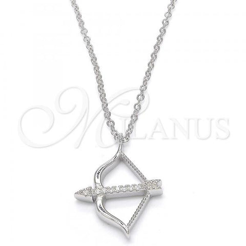 Sterling Silver Pendant Necklace, with White Cubic Zirconia, Polished, Rhodium Finish, 04.336.0060.16