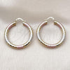 Oro Laminado Medium Hoop, Gold Filled Style Hollow Design, Diamond Cutting Finish, Tricolor, 02.213.0309.1.40