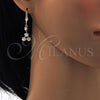 Oro Laminado Long Earring, Gold Filled Style Star Design, with White Cubic Zirconia, Polished, Golden Finish, 02.236.0021