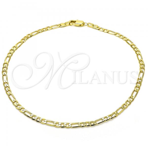 Oro Laminado Basic Anklet, Gold Filled Style Figaro Design, Polished, Golden Finish, 5.222.017.10