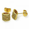 Oro Laminado Stud Earring, Gold Filled Style with White Cubic Zirconia, Polished, Golden Finish, 02.344.0027