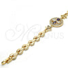 Oro Laminado Fancy Bracelet, Gold Filled Style Flower Design, with Amethyst and White Cubic Zirconia, Polished, Golden Finish, 03.210.0044.2.08