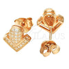 Sterling Silver Stud Earring, with White Micro Pave, Polished, Rose Gold Finish, 02.286.0025.1
