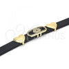 Oro Laminado Fancy Bracelet, Gold Filled Style Heart Design, with White Micro Pave, Polished, Golden Finish, 03.63.1929.08