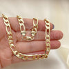 Oro Laminado Basic Necklace, Gold Filled Style Figaro Design, Polished, Golden Finish, 5.222.012.20