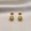 Oro Laminado Stud Earring, Gold Filled Style with White Micro Pave, Polished, Golden Finish, 02.342.0140