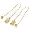 Oro Laminado Threader Earring, Gold Filled Style Elephant Design, Polished, Golden Finish, 02.65.2494