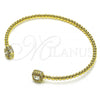 Oro Laminado Individual Bangle, Gold Filled Style Ball and Cluster Design, with White Cubic Zirconia and White Micro Pave, Polished, Golden Finish, 07.228.0004