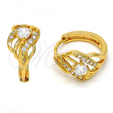 Oro Laminado Small Hoop, Gold Filled Style with White Cubic Zirconia, Polished, Golden Finish, 02.237.0012.15