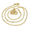 Oro Laminado Pendant Necklace, Gold Filled Style Elephant Design, with White Micro Pave, Polished, Golden Finish, 04.233.0007.18