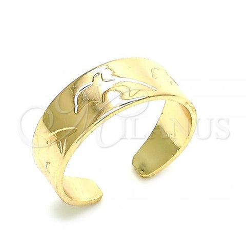 Oro Laminado Toe Ring, Gold Filled Style Dolphin Design, Polished, Golden Finish, 01.117.0005 (One size fits all)