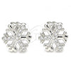 Sterling Silver Stud Earring, with White Cubic Zirconia, Polished, Rhodium Finish, 02.336.0126