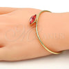 Oro Laminado Individual Bangle, Gold Filled Style with Padparadscha Swarovski Crystals, Polished, Golden Finish, 07.239.0010.6 (02 MM Thickness, One size fits all)