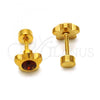 Stainless Steel Stud Earring, Flower Design, with Brown Crystal, Polished, Golden Finish, 02.271.0019.5