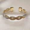 Oro Laminado Individual Bangle, Gold Filled Style Diamond Cutting Finish, Tricolor, 07.170.0055