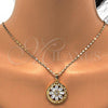 Oro Laminado Pendant Necklace, Gold Filled Style Flower Design, with White Cubic Zirconia, Polished, Golden Finish, 04.236.0001.18