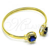 Oro Laminado Individual Bangle, Gold Filled Style with Sapphire Blue Cubic Zirconia and White Micro Pave, Polished, Golden Finish, 07.381.0001.4