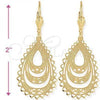 Oro Laminado Dangle Earring, Gold Filled Style Filigree Design, Golden Finish, 5.098.012