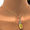 Oro Laminado Pendant Necklace, Gold Filled Style Teardrop and Rolo Design, with Luminous Green and Aurore Boreale Swarovski Crystals, Polished, Golden Finish, 04.239.0037.6.16