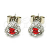 Rhodium Plated Stud Earring, with Garnet and White Cubic Zirconia, Polished, Rhodium Finish, 02.349.0002.1