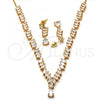 Oro Laminado Necklace and Earring, Gold Filled Style Teardrop Design, with White Cubic Zirconia, Polished, Golden Finish, 06.205.0005