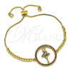Oro Laminado Adjustable Bolo Bracelet, Gold Filled Style with Multicolor Micro Pave, Polished, Golden Finish, 03.341.0008.10