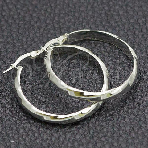 Sterling Silver Medium Hoop, Diamond Cutting Finish, Silver Finish, 02.389.0132.30