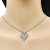 Rhodium Plated Pendant Necklace, Heart Design, with White Micro Pave, Polished, Rhodium Finish, 04.341.0118.18