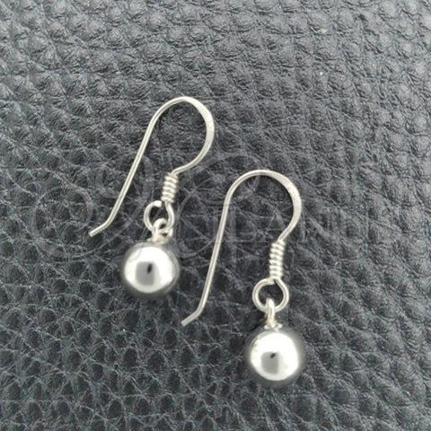 Sterling Silver Dangle Earring, Ball Design, Polished, Silver Finish, 02.392.0006