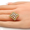 Oro Laminado Multi Stone Ring, Gold Filled Style with White Cubic Zirconia, Polished, Golden Finish, 01.210.0027.09 (Size 9)