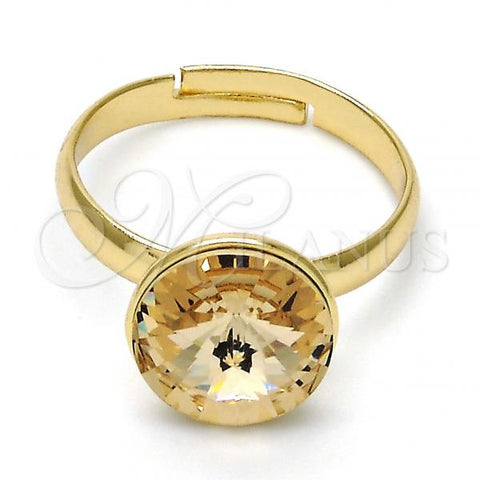 Oro Laminado Multi Stone Ring, Gold Filled Style with Light Silk Swarovski Crystals, Polished, Golden Finish, 01.239.0001.10 (One size fits all)