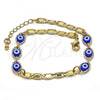 Oro Laminado Fancy Bracelet, Gold Filled Style Greek Key Design, Blue Polished, Golden Finish, 03.63.2072.2.08