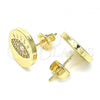 Oro Laminado Stud Earring, Gold Filled Style with White Micro Pave, Polished, Golden Finish, 02.156.0444