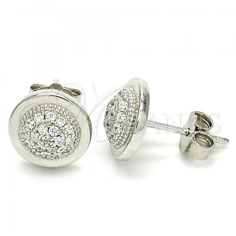 Sterling Silver Stud Earring, with White Cubic Zirconia, Polished, Rhodium Finish, 02.336.0108