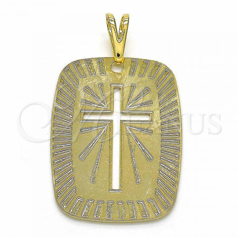 Oro Laminado Religious Pendant, Gold Filled Style Cross Design, Polished, Golden Finish, 05.09.0068