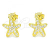 Sterling Silver Stud Earring, with White Cubic Zirconia, Polished, Golden Finish, 02.366.0015.1