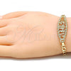 Oro Laminado Fancy Bracelet, Gold Filled Style Elephant and Owl Design, Polished, Golden Finish, 03.351.0036.08