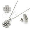 Sterling Silver Earring and Pendant Adult Set, with White Cubic Zirconia, Polished, Rhodium Finish, 10.175.0021