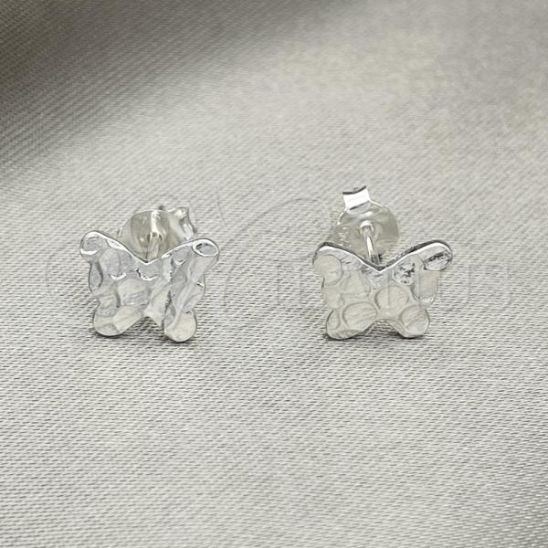 Sterling Silver Stud Earring, Butterfly Design, Polished, Silver Finish, 02.392.0018