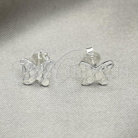 Sterling Silver Stud Earring, Butterfly Design, Polished, Silver Finish, 02.392.0018
