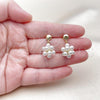 Oro Laminado Dangle Earring, Gold Filled Style Ball Design, with Ivory Pearl, Polished, Golden Finish, 02.341.0246