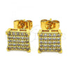 Oro Laminado Stud Earring, Gold Filled Style with White Cubic Zirconia, Polished, Golden Finish, 02.344.0009.1