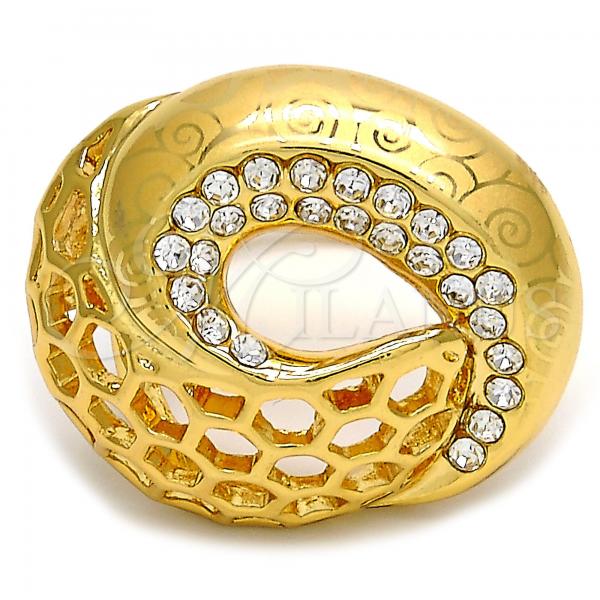 Oro Laminado Multi Stone Ring, Gold Filled Style with White Crystal, Polished, Golden Finish, 01.241.0014.09 (Size 9)