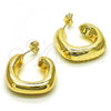 Oro Laminado Stud Earring, Gold Filled Style Chunky Design, Polished, Golden Finish, 02.163.0162.30